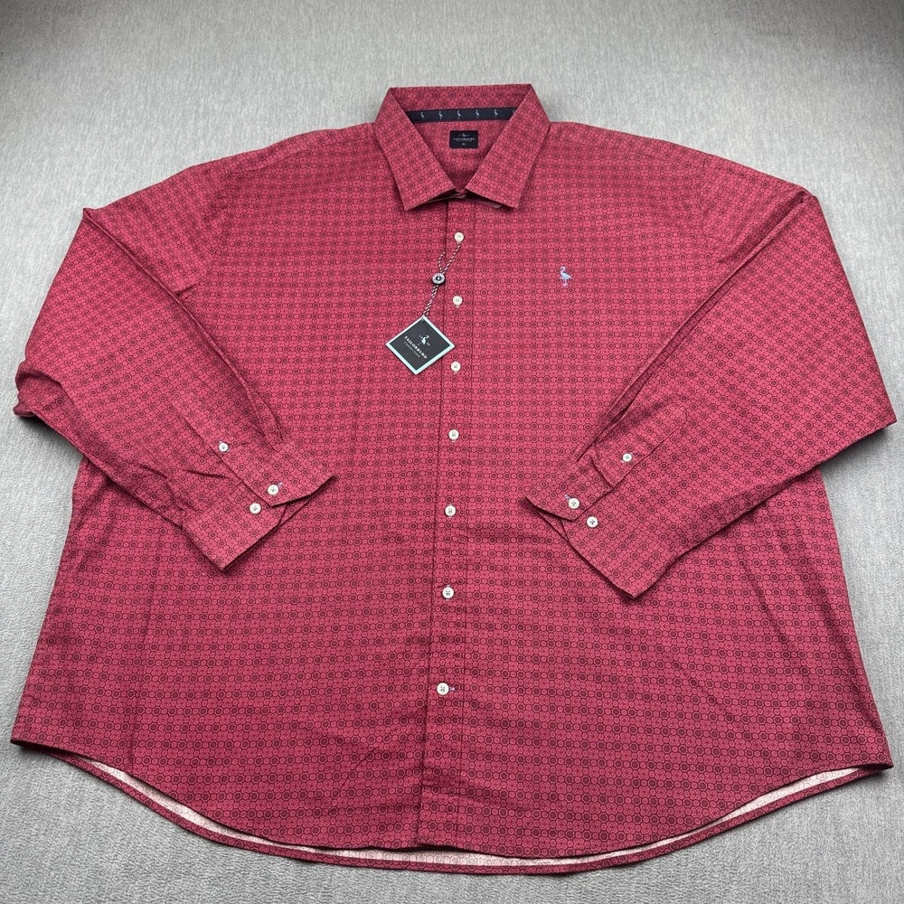 TailorByrd Collection Shirt Mens 3XL Red Geometric Button Up Long Sleeve Cotton